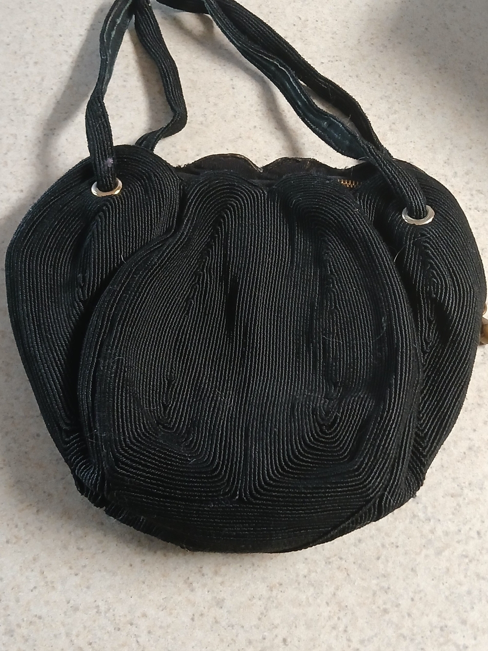 Black Women's Textured Shoulder Bag - Classic Evening Style